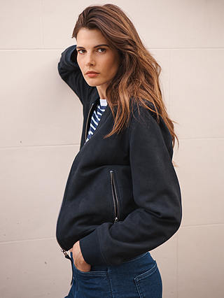 NRBY Bailey Suede Bomber, Navy