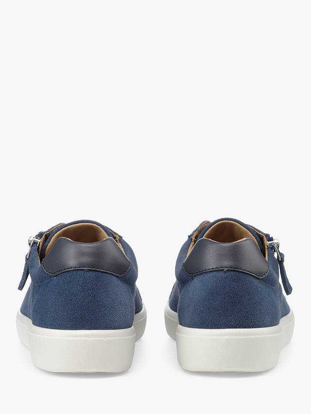 Hotter Chase II Suede Zip and Go Trainers, Denim Blue
