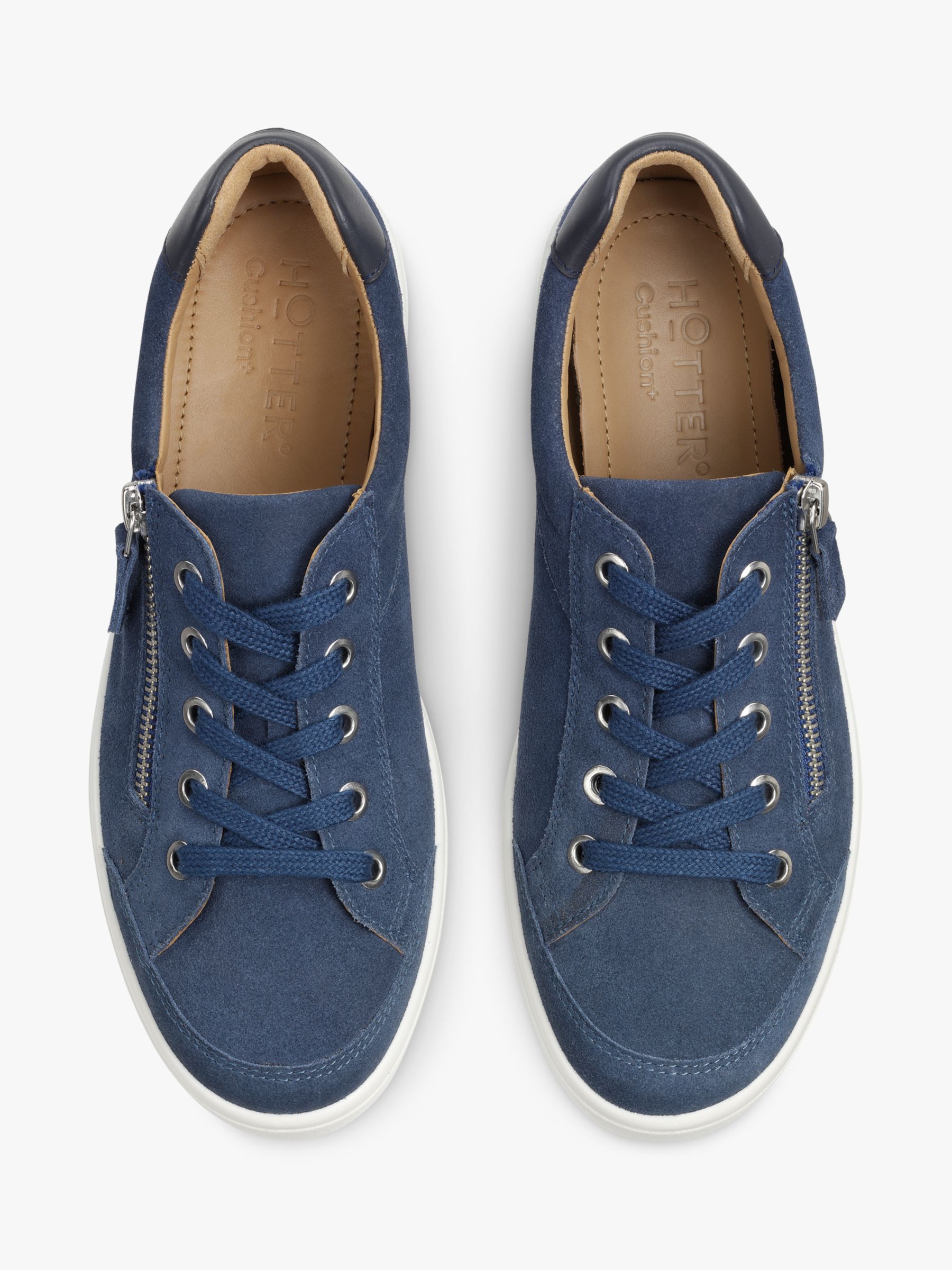 Buy Hotter Chase II Wide Fit Suede Zip and Go Trainers, Denim Blue Online at johnlewis.com