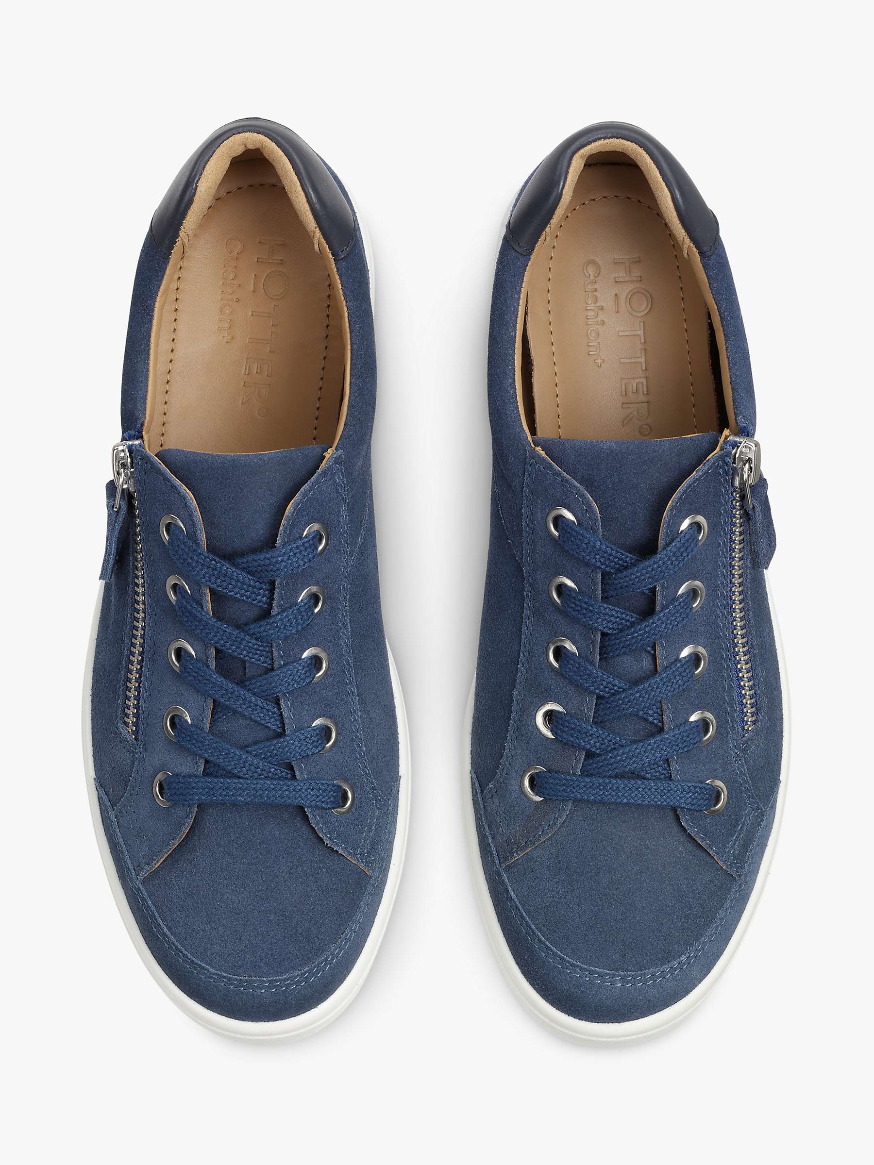 Buy Hotter Chase II Wide Fit Suede Zip and Go Trainers, Denim Blue Online at johnlewis.com