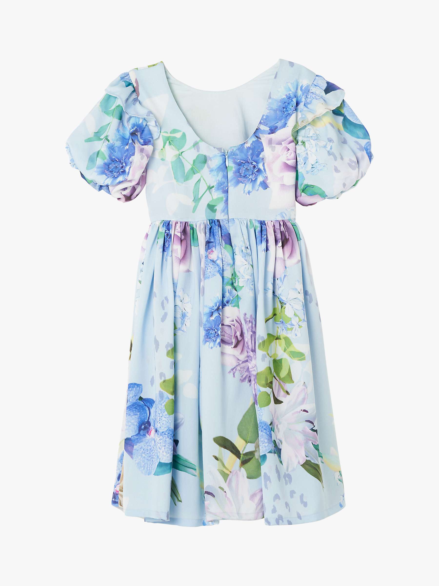 Buy Angel & Rocket Kids' Satin Floral Print Occasion Dress, Blue Online at johnlewis.com