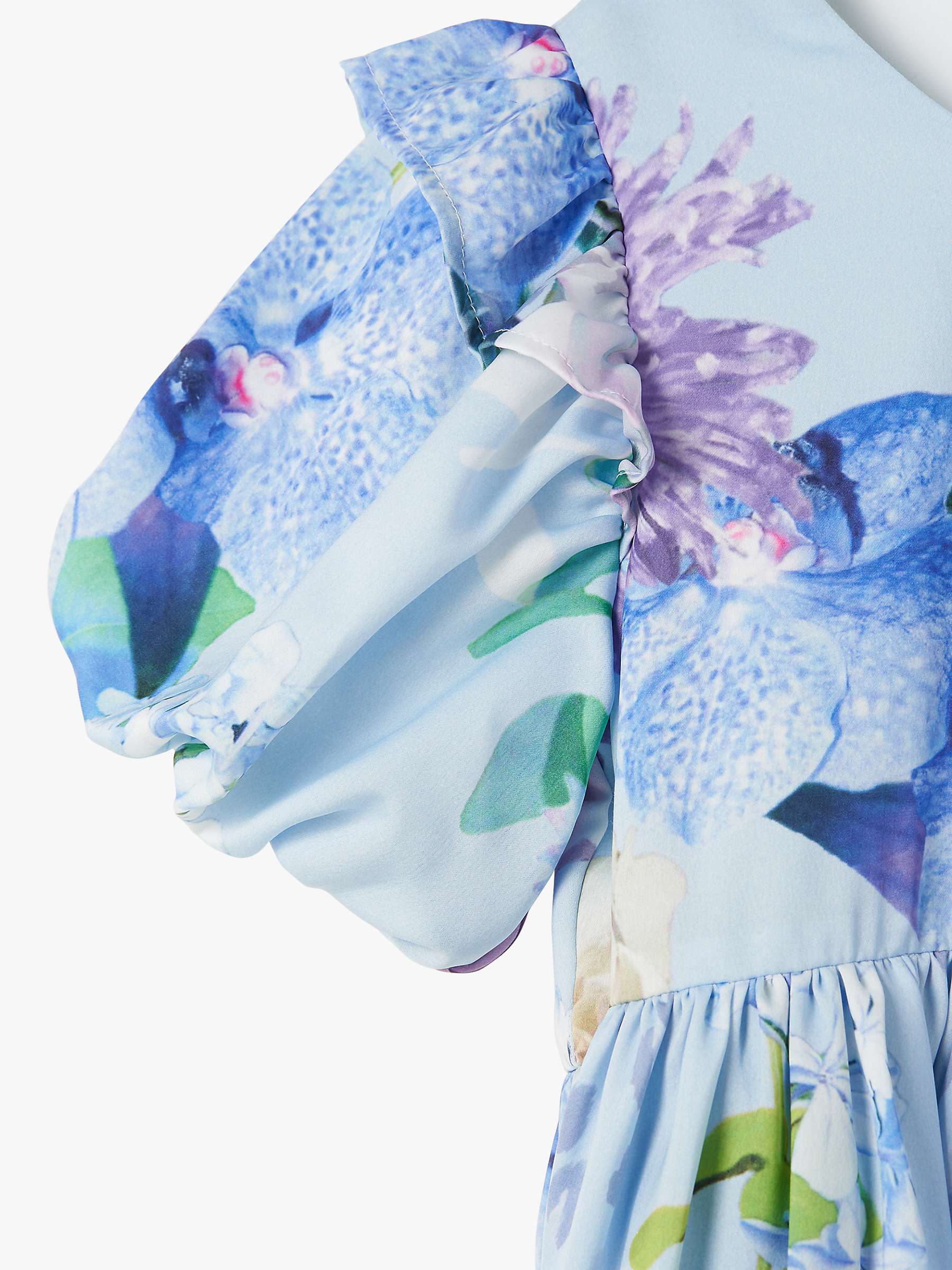 Buy Angel & Rocket Kids' Satin Floral Print Occasion Dress, Blue Online at johnlewis.com