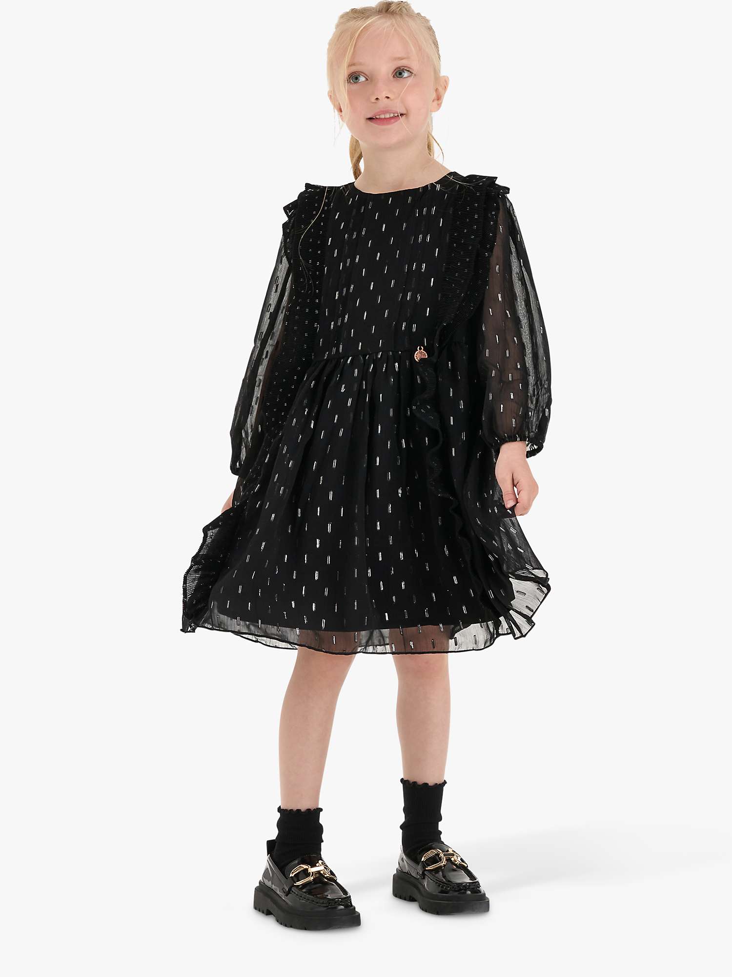 Buy Angel & Rocket Kids' Charlotte Lurex Spot Party Dress, Black Online at johnlewis.com