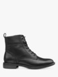 Hotter Surrey Wide Fit Leather Lace-Up Biker Boots, Black