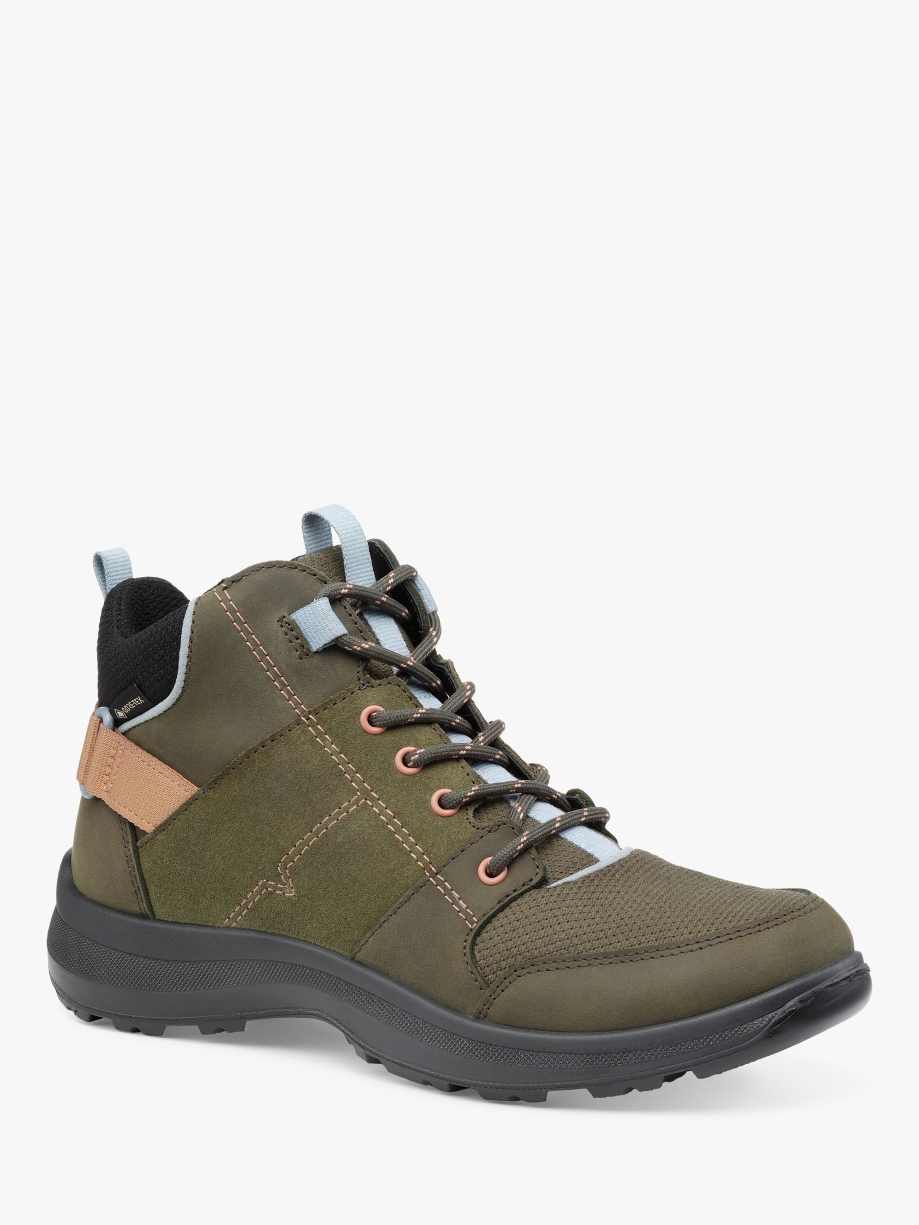 Hotter Trail GTX Suede and Nubuck Hiking Boots, Khaki, 7S