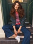 NRBY Marli Cotton Blend Wide Leg Crop Jeans, Denim