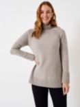 Crew Clothing Aria Lambswool Blend Longline Jumper, Camel Brown