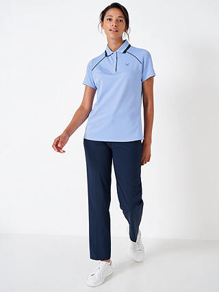 Crew Clothing Piped Cotton Golf Polo Shirt, Light Blue