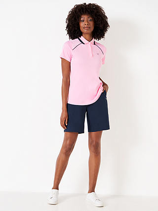 Crew Clothing Piped Cotton Golf Polo Shirt, Light Pink