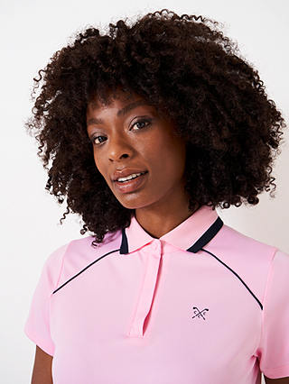 Crew Clothing Piped Cotton Golf Polo Shirt, Light Pink