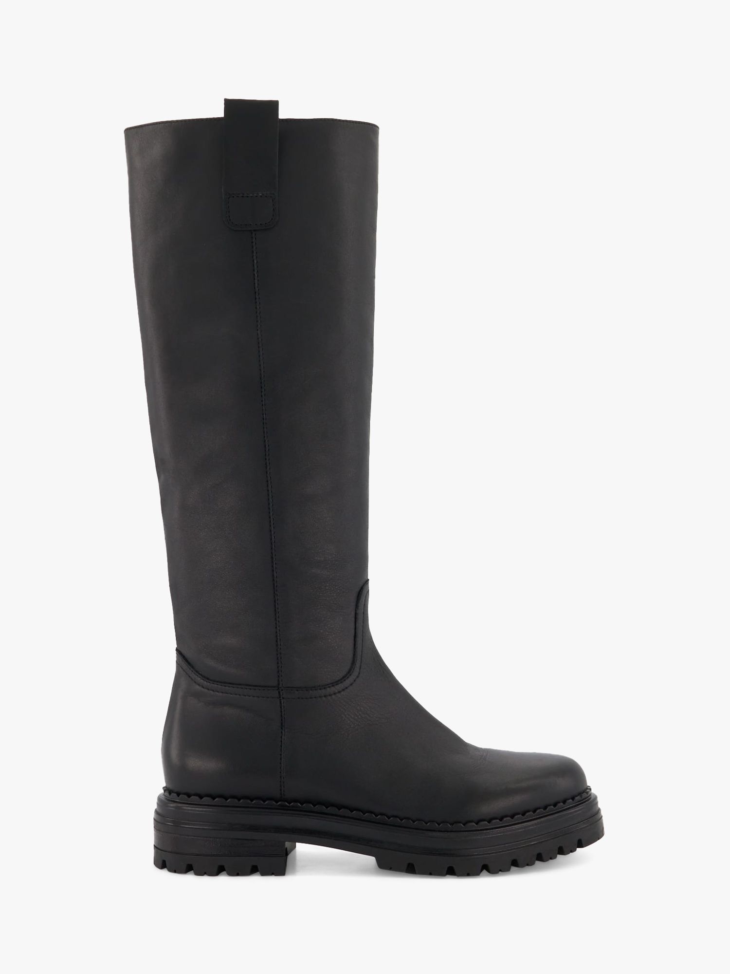 Buy Dune Tristina Chunky Sole Leather Knee Boots, Black Online at johnlewis.com