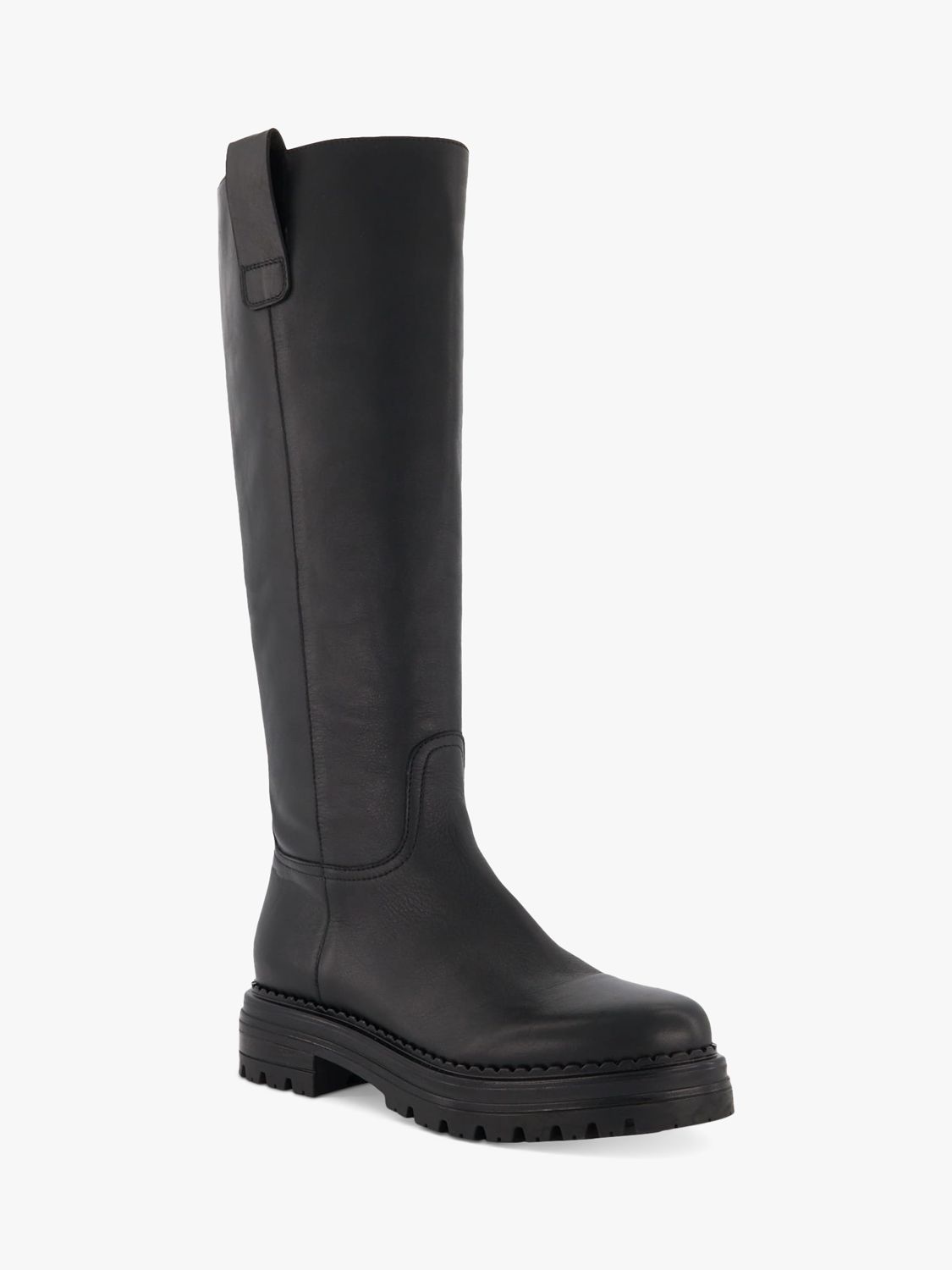 Dune Tristina Chunky Sole Leather Knee Boots, Black, EU41