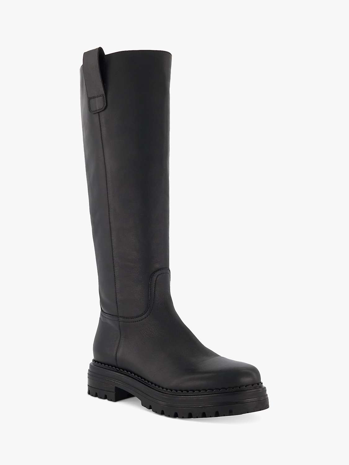 Buy Dune Tristina Chunky Sole Leather Knee Boots, Black Online at johnlewis.com