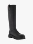 Dune Tristina Chunky Sole Leather Knee Boots, Black, Black-leather
