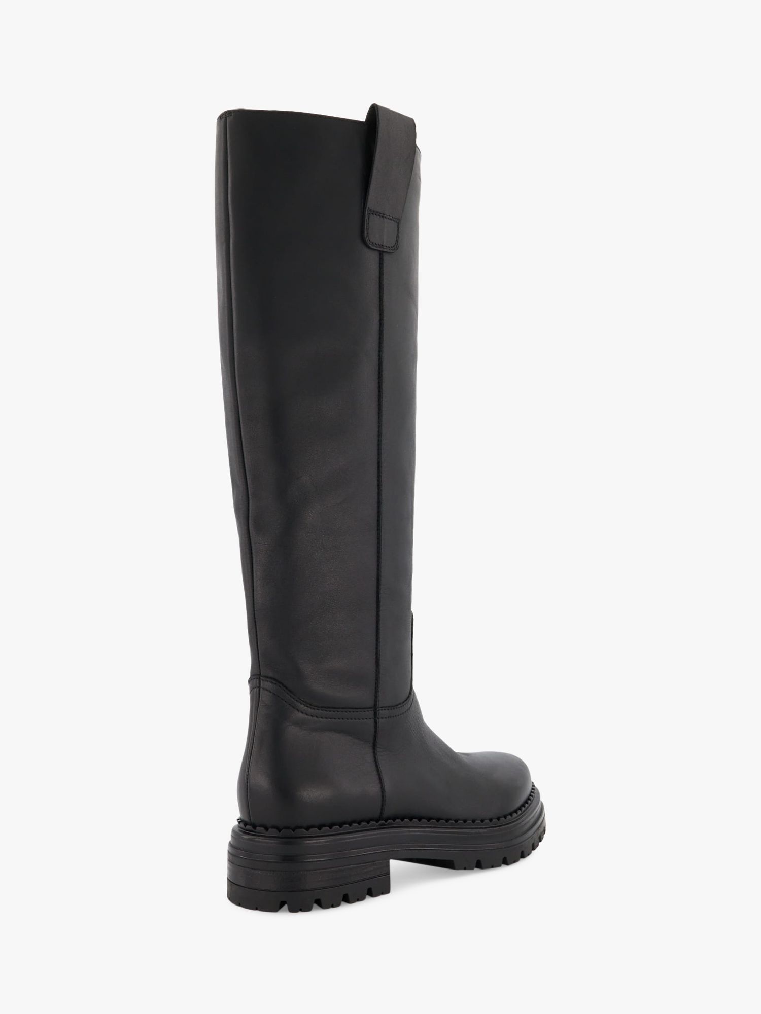Dune Tristina Chunky Sole Leather Knee Boots, Black at John Lewis ...