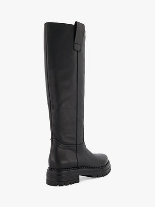 Dune Tristina Chunky Sole Leather Knee Boots, Black