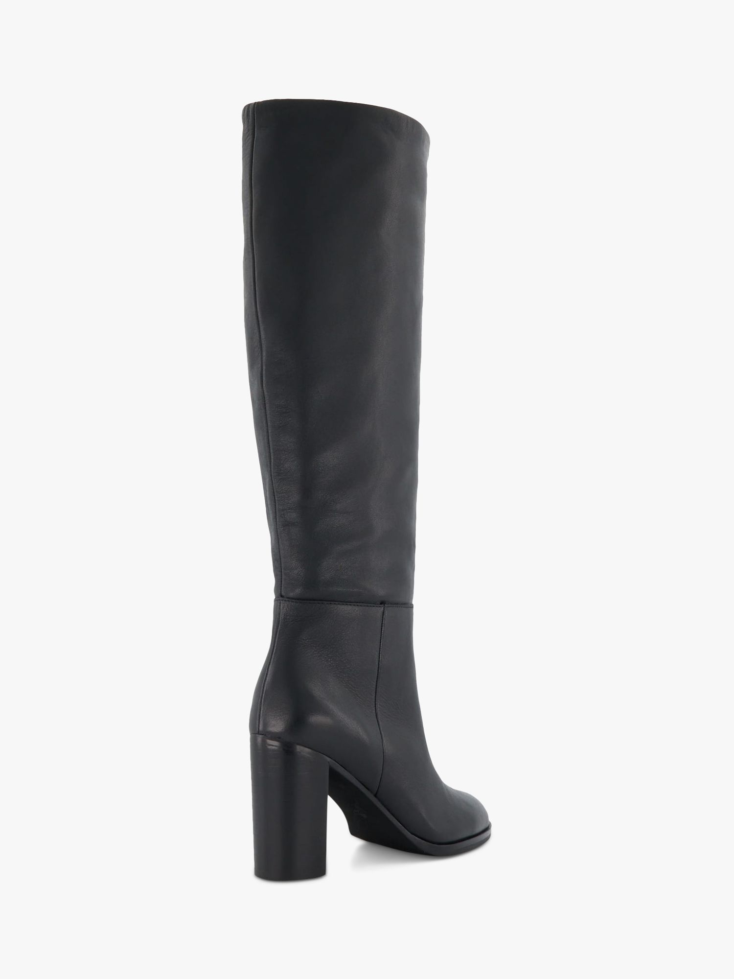 Dune Sisily Leather Block Heel Knee High Boots, Black, EU36