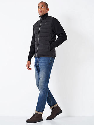Crew Clothing Dartmouth Wool Blend Hybrid Quilted Jacket, Black