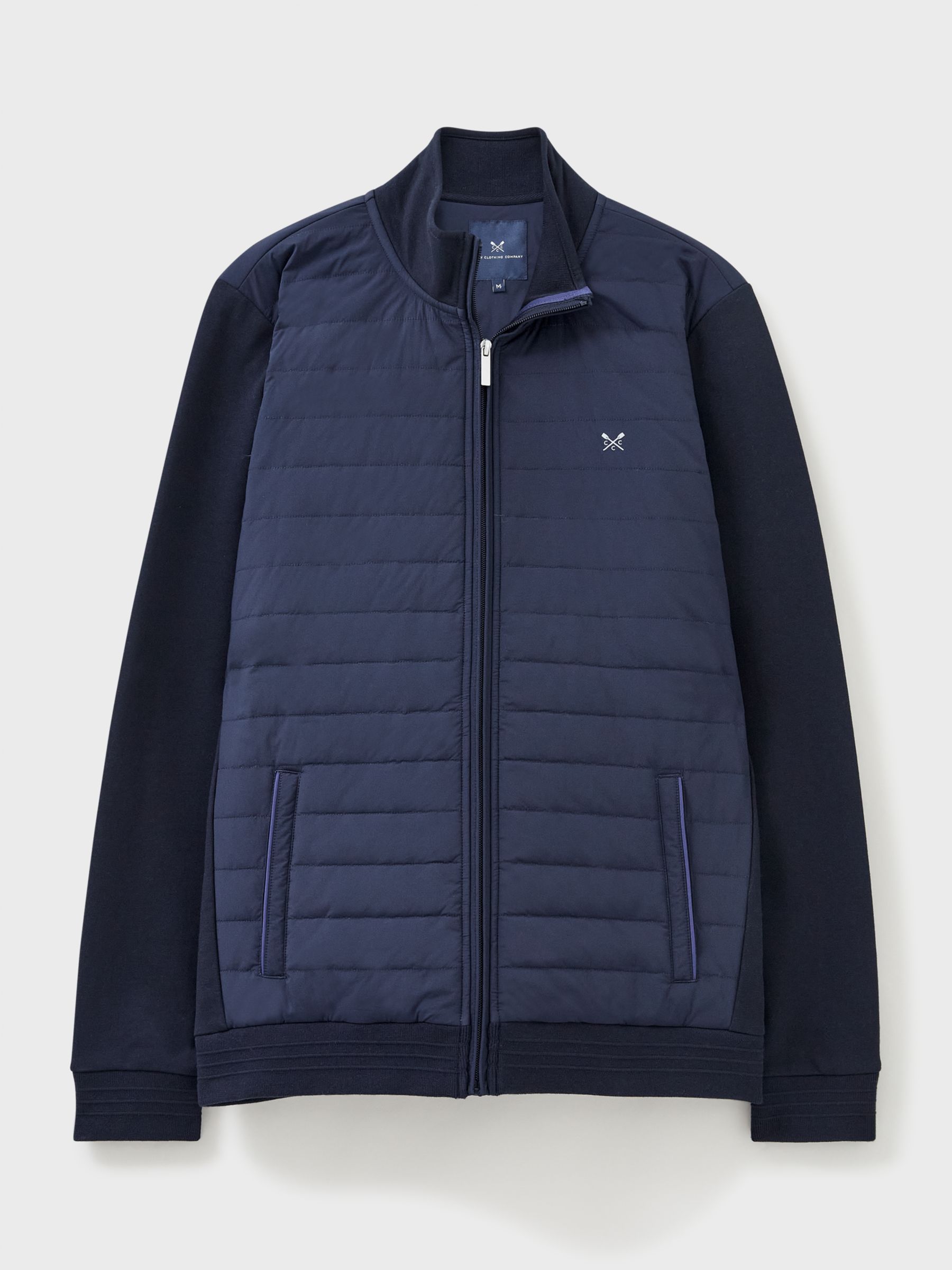 Crew Clothing Wallace Hybrid Zip Through Jacket, Navy at John