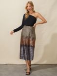 Ro&Zo Sequin Ombre Midi Skirt, Black/Multi