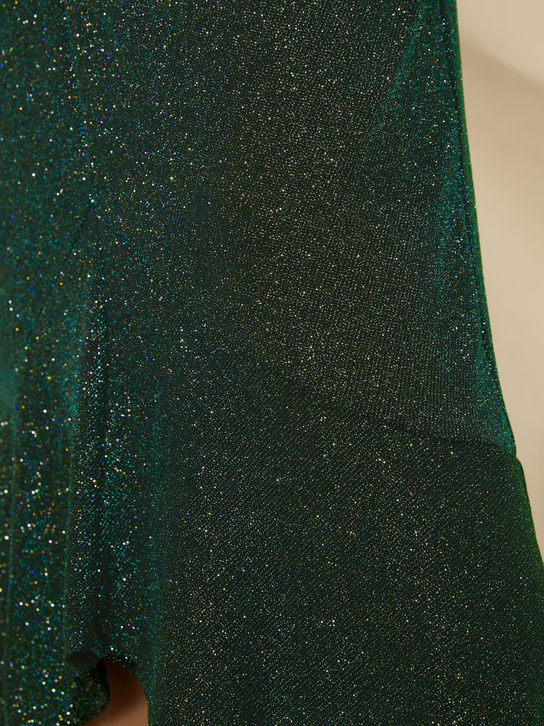 Buy Ro&Zo Petite Sparkle Ruched Front Midi Dress, Green Online at johnlewis.com