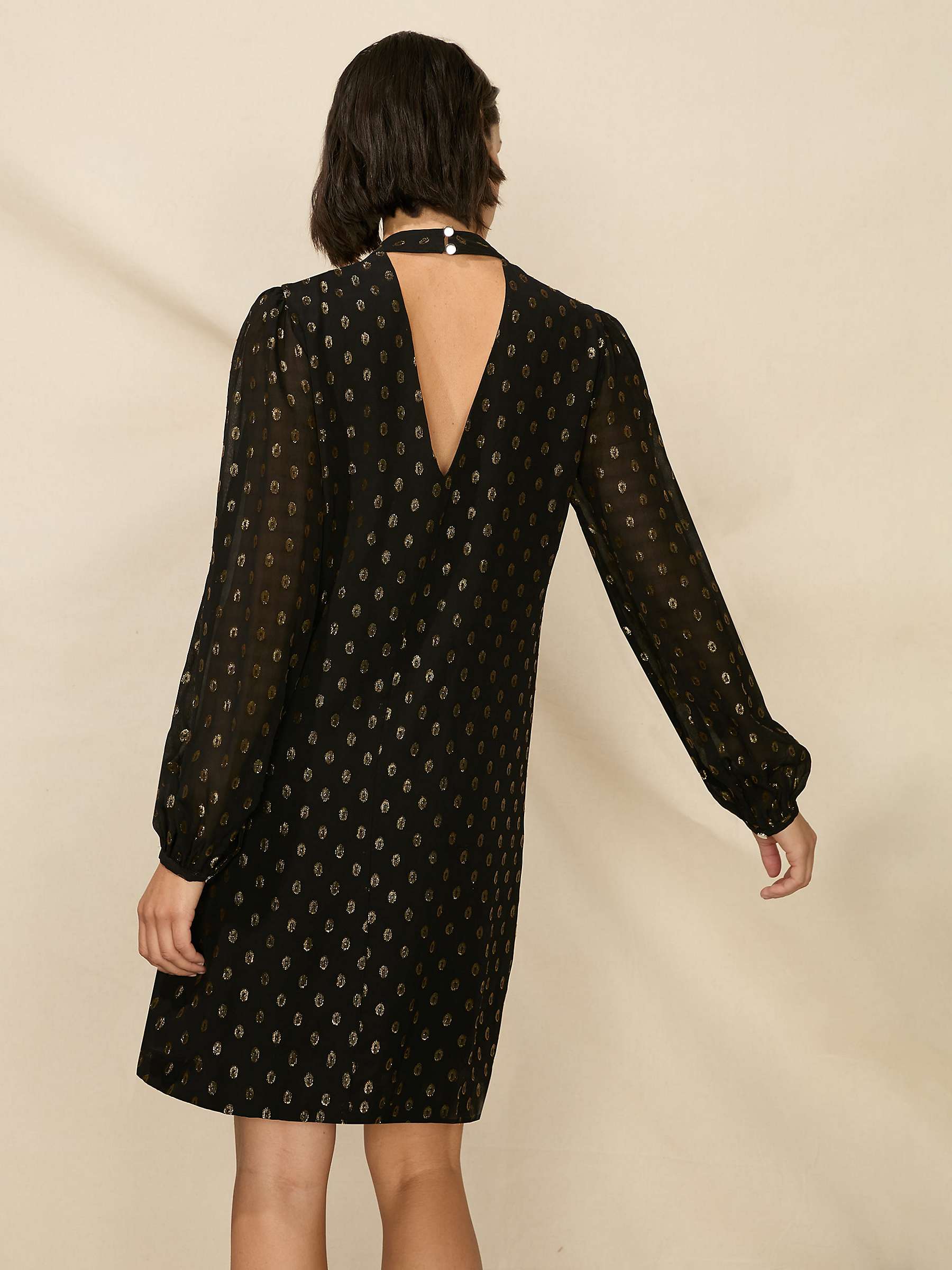Buy Ro&Zo Petite Foil Circle Swing Mini Dress, Black Online at johnlewis.com