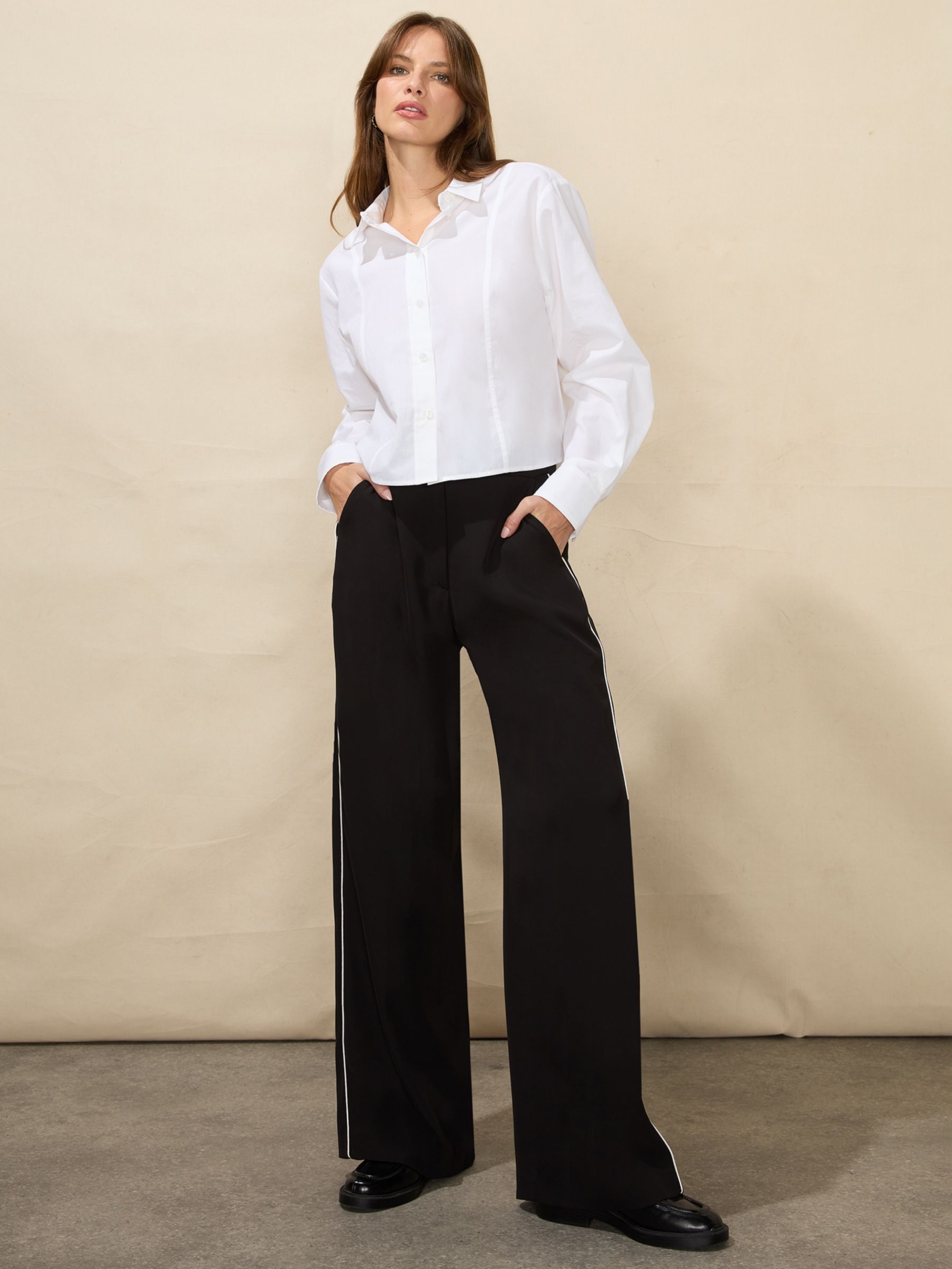 Ro&Zo Crepe Piping Detail Trousers, Black