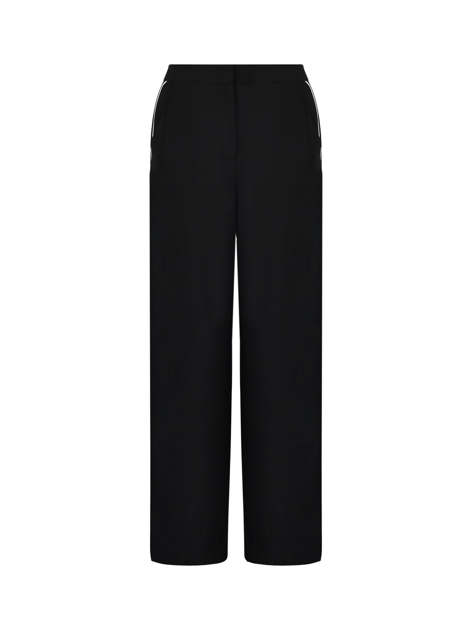 Ro&Zo Crepe Piping Detail Trousers, Black, 6