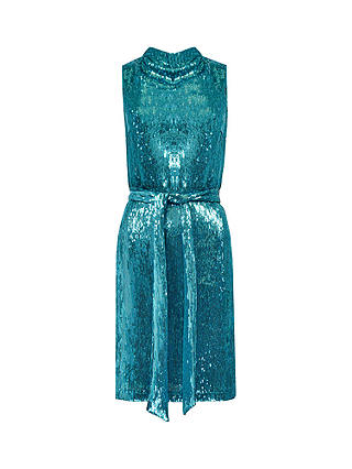 Ro&Zo Sequin Cowl Neck Mini Dress, Blue