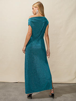 Ro&Zo Sparkle One Shoulder Midi Dress, Blue