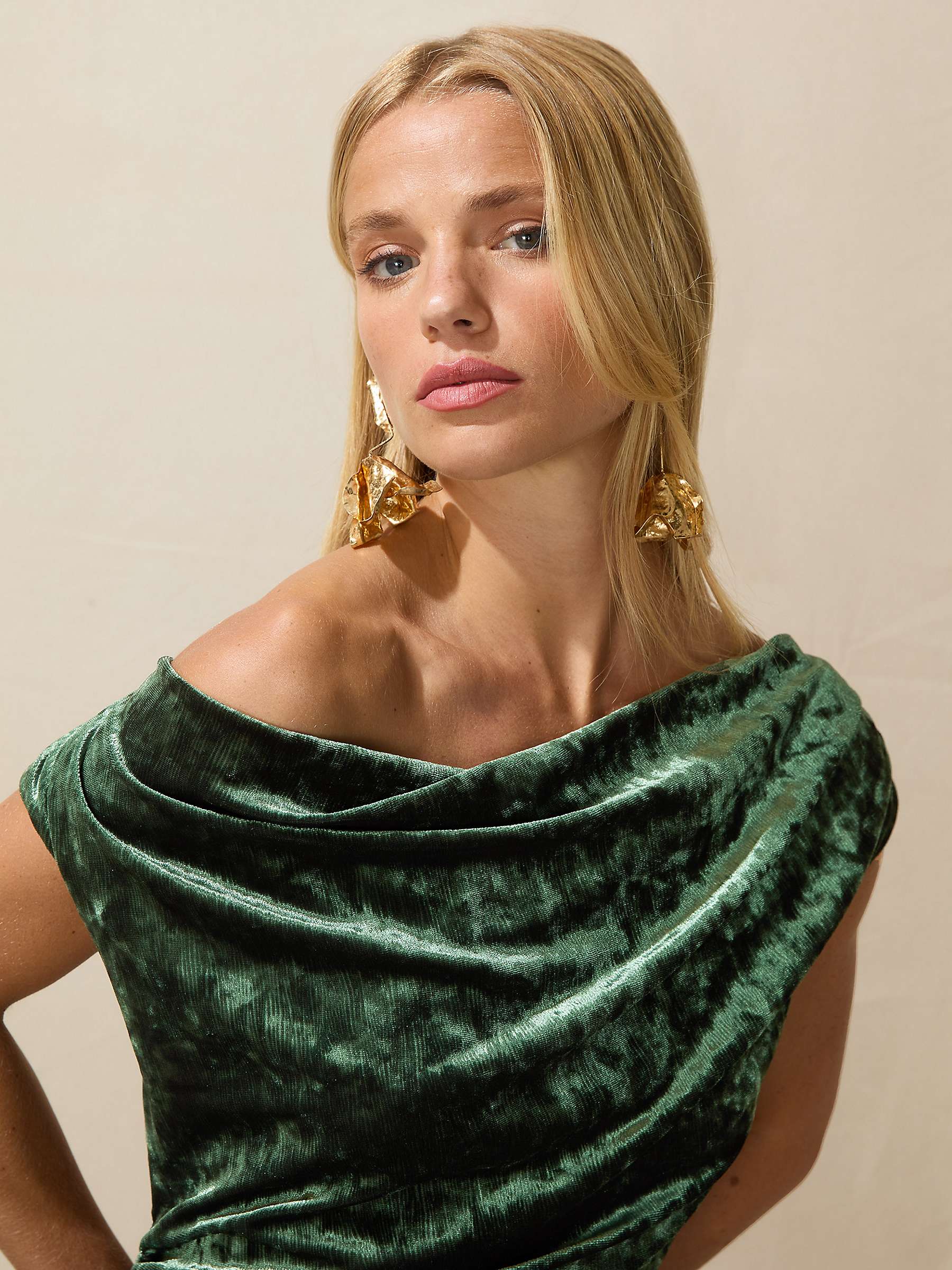 Buy Ro&Zo Velvet Ripple Mini Dress, Green Online at johnlewis.com