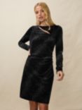 Ro&Zo Swirly Sparkle Velvet Mini Dress, Black
