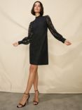 Ro&Zo Petite Lace High Neck Mini Dress, Black, Black