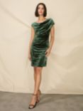 Ro&Zo Petite Ripple Velvet Mini Dress, Green