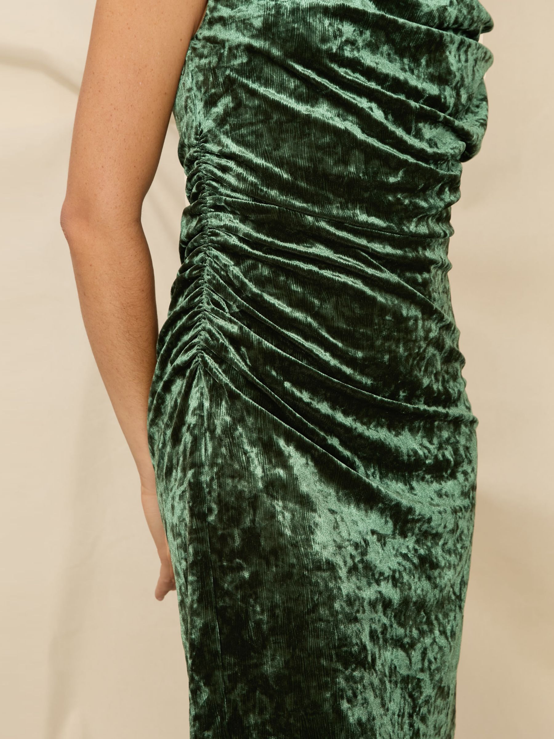 Buy Ro&Zo Petite Ripple Velvet Mini Dress, Green Online at johnlewis.com