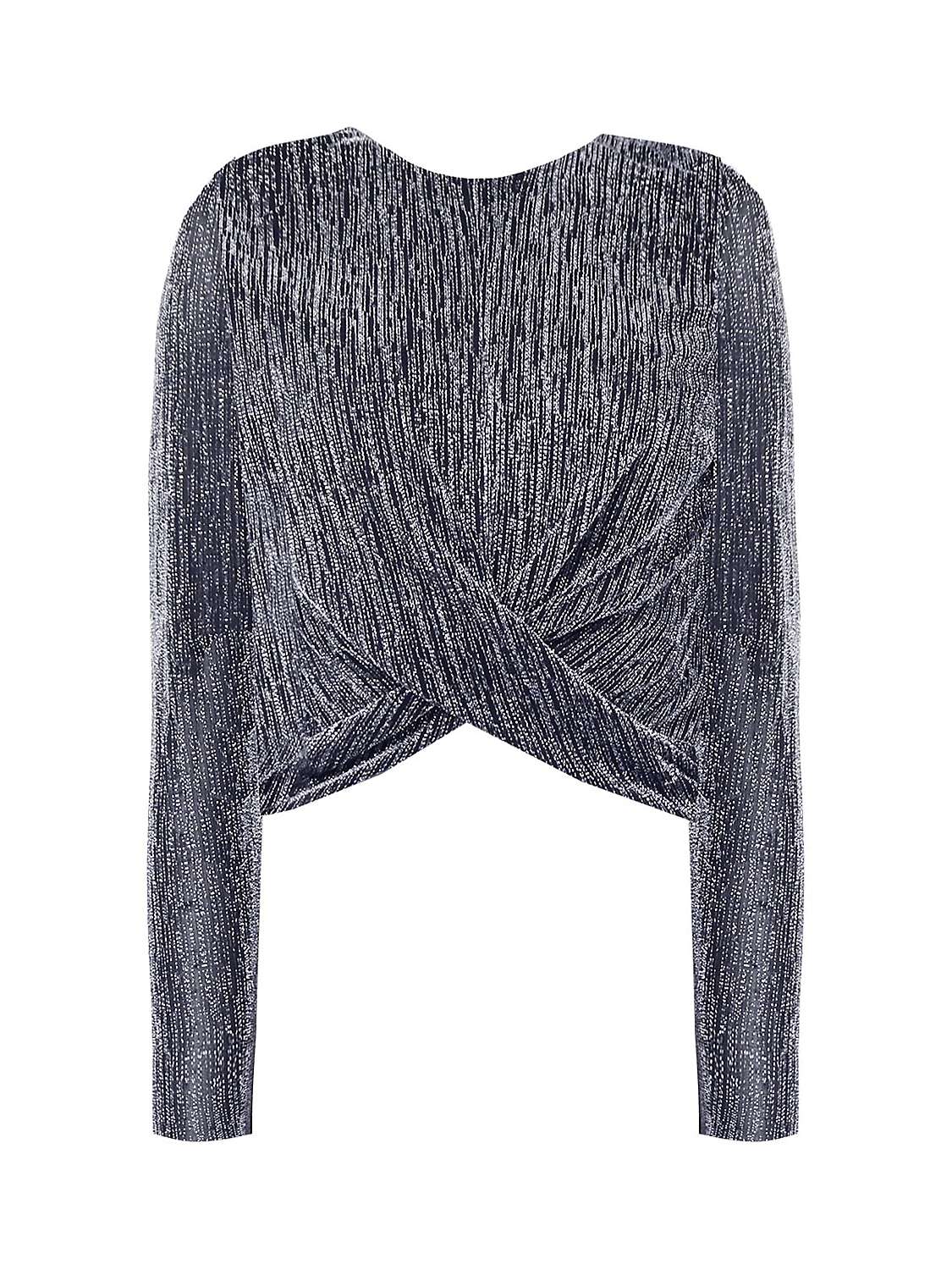 Buy Ro&Zo Sparkle Twist Front Top, Silver Online at johnlewis.com