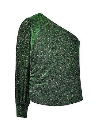 Ro&Zo Sparkle One Shoulder Top, Green