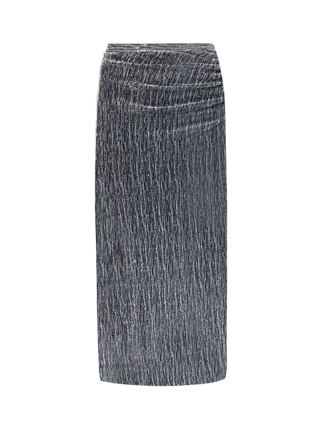 Buy Ro&Zo Sparkle Ruched Side Midi Skirt, Silver Online at johnlewis.com