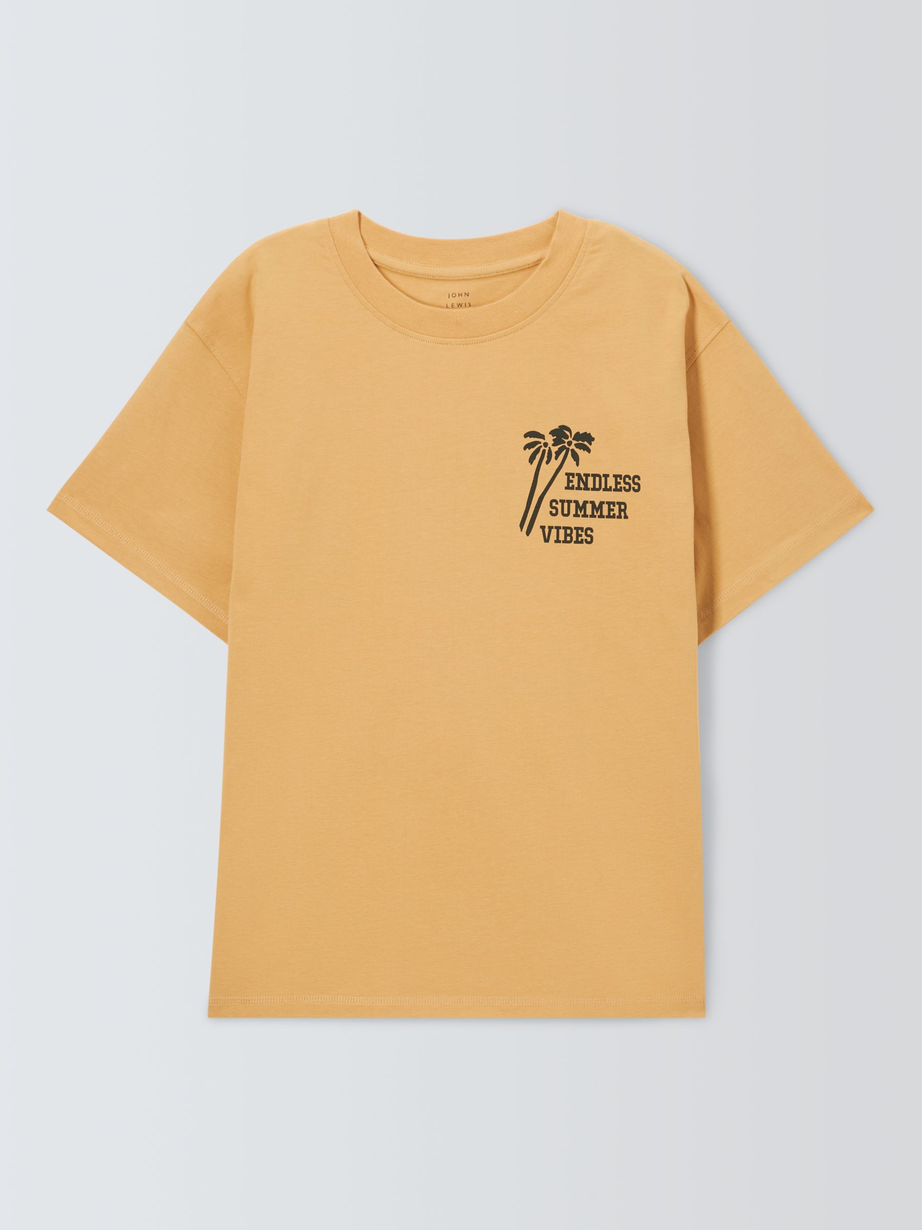 John Lewis Kids' Summer Vibes Back Graphic T-Shirt, Yellow, 12 years