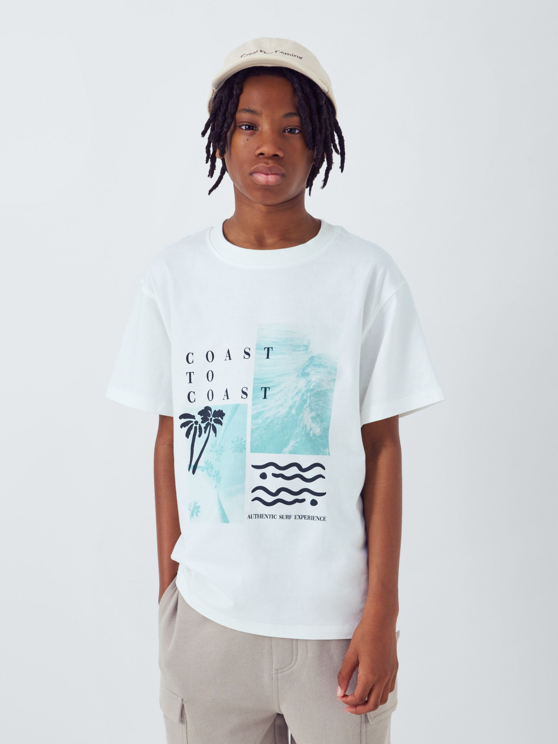 John Lewis Kids' Palm Tree Photographic Print T-Shirt, White, 9 years