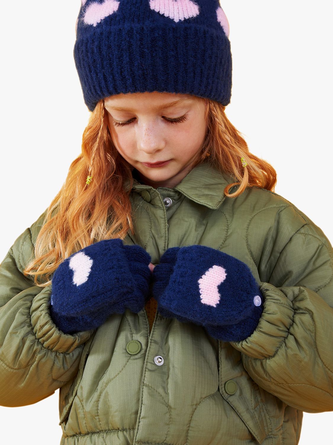 Buy Angels by Accessorize Kids' Heart Capped Gloves, Navy/Multi Online at johnlewis.com