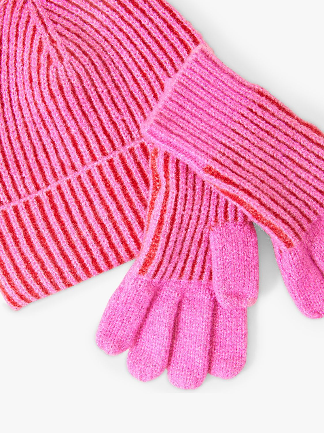 Angels by Accessorize Kids' Ribbed Knit Hat & Gloves Set, Fuchsia, 6-8 years