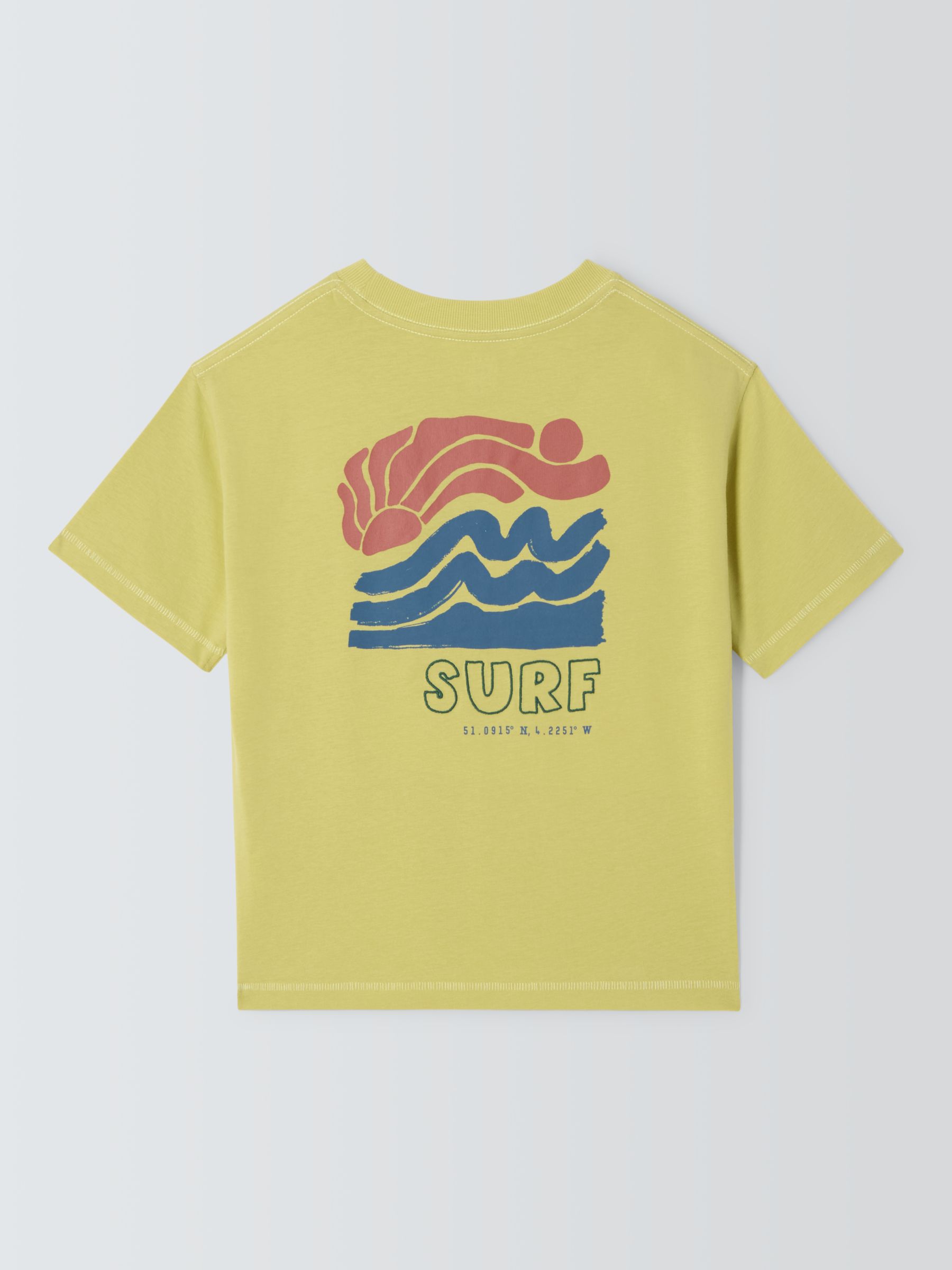 John Lewis Kids' Surf Graphic T-Shirt, Yellow, 10 years
