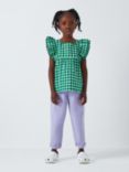 John Lewis ANYDAY Kids' Gingham Frill Top, Lush Meadow