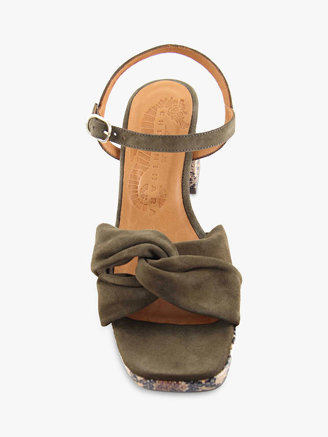 Chie Mihara Gaura Platform Leather Sandals, Khaki/Snake