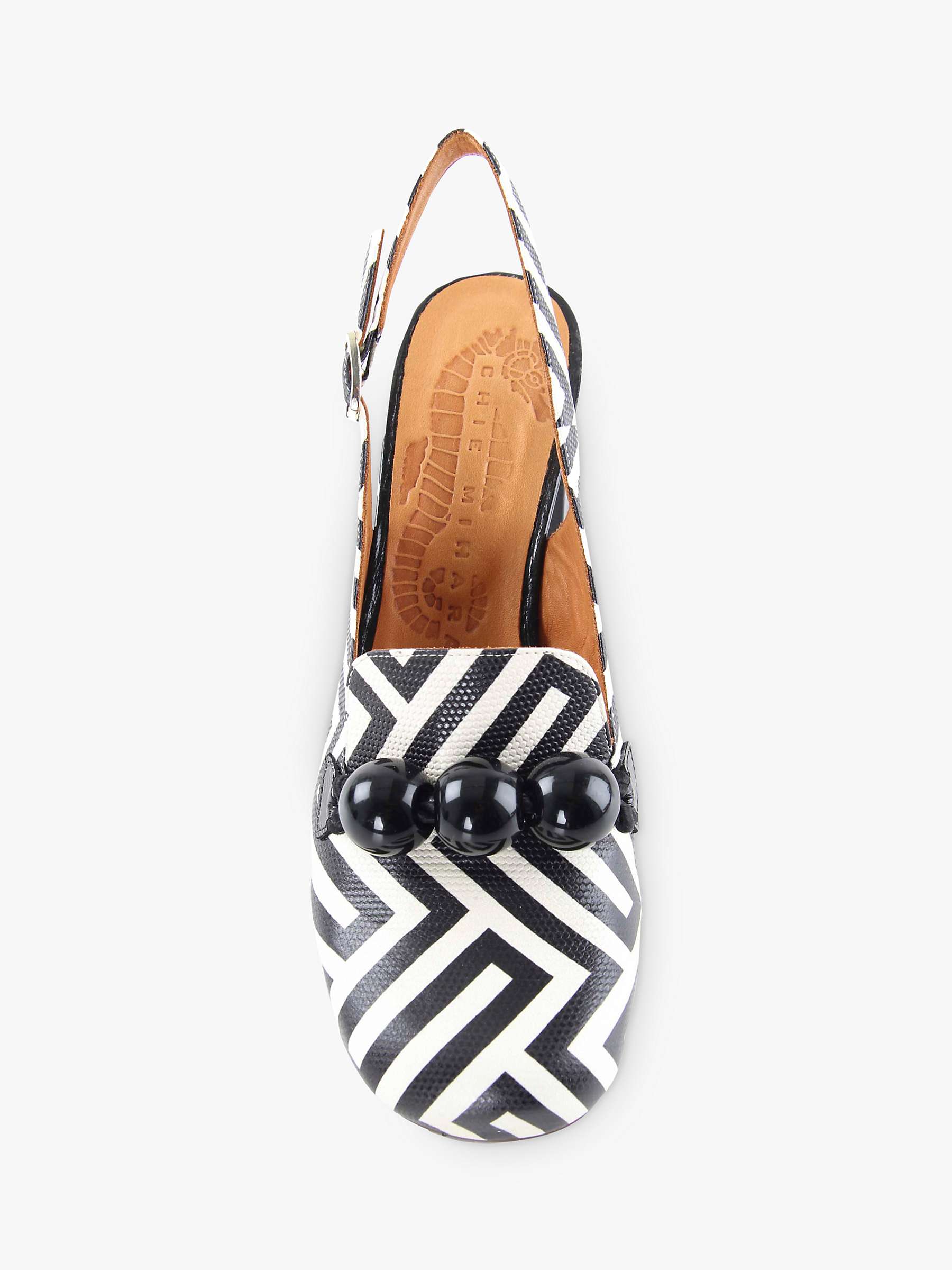 Buy Chie Mihara Moby Leather Heeled Loafers, Black/White Online at johnlewis.com