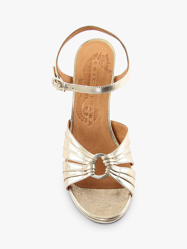 Chie Mihara Keloka Leather Platform Sandals, Gold Champagne