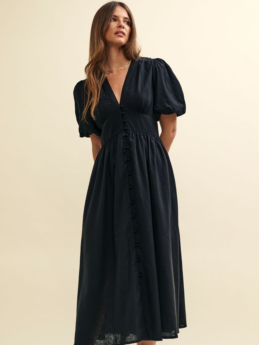 Buy Nobody's Child Starlight Puff Sleeve Midi Dress, Black Online at johnlewis.com