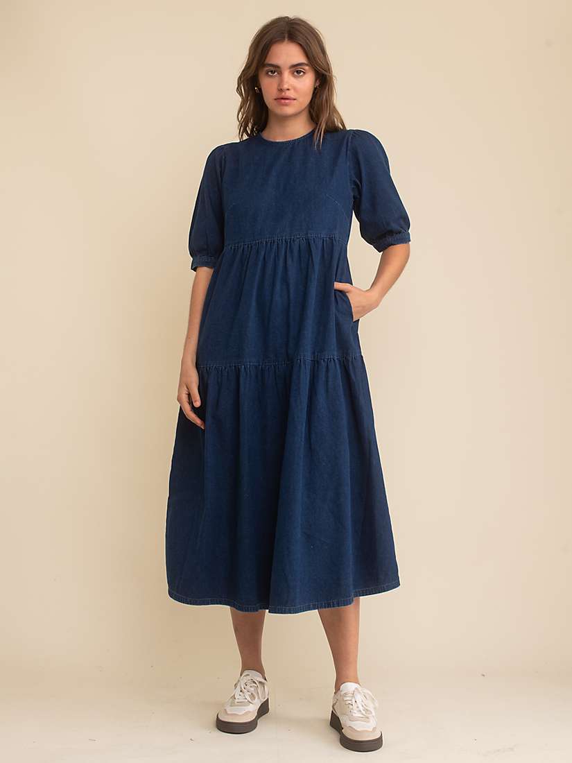 Buy Nobody's Child Rochelle Organic Cotton Denim Midi Dress, Dark Indigo Online at johnlewis.com