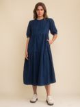 Nobody's Child Rochelle Organic Cotton Denim Midi Dress, Dark Indigo